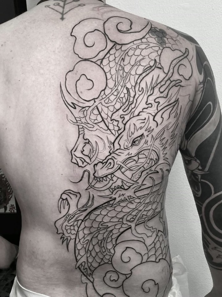 Tradicional japonès — drac Irezumi — The Black Cat Tattoo